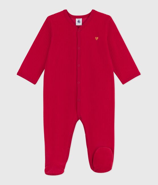 Pigiama in ciniglia tinta unita neonato rosso TERKUIT