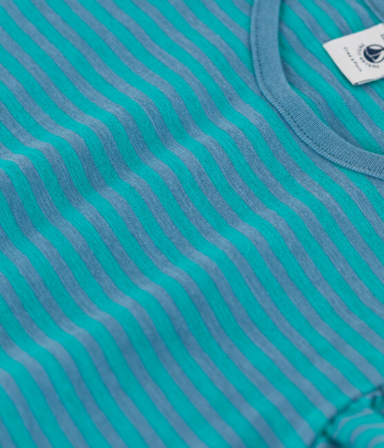T-shirt bambina in cotone a righe verde LAVIS/blu VERDE