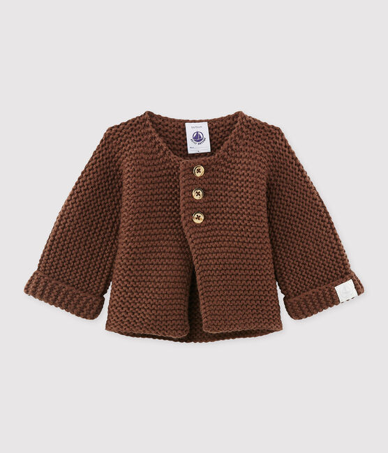 Cardigan per bebè in misto lana e cotone marrone BROWN