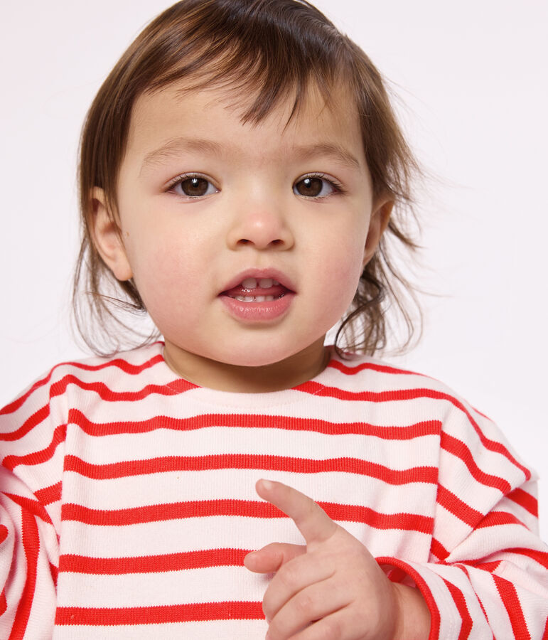 Top da marinaio per neonati in cotone spesso rosa/rosso