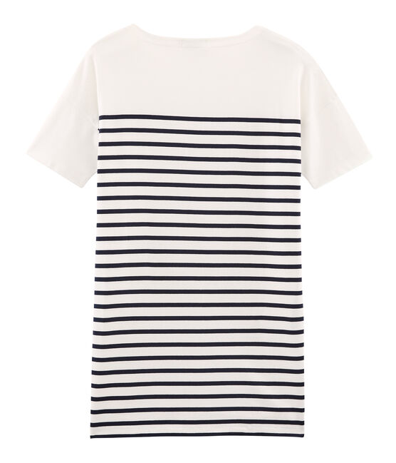 Abito maniche corte donna bianco MARSHMALLOW/blu SMOKING