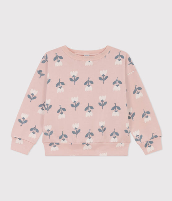 Felpa bambina in molleton rosa SALINE/bianco MULTICO