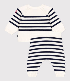 Completo 2 pezzi in maglia a righe marinière neonato blu MARSHMALLOW/ SOIR