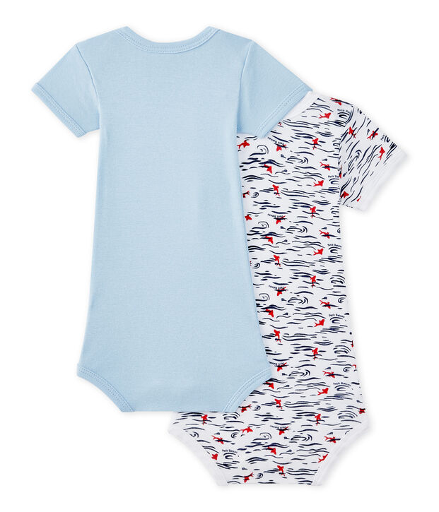 Lotto di 2 bodies per beb&eacute; maschio a maniche corte bianco