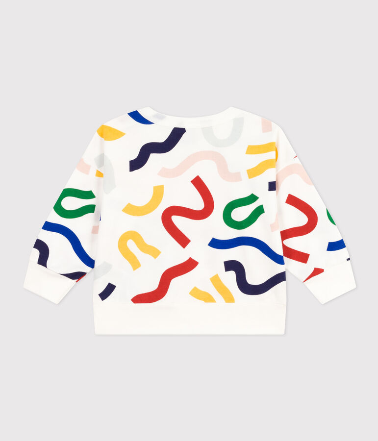 Felpa beb&egrave; in tessuto felpato leggero bianco/multicolore