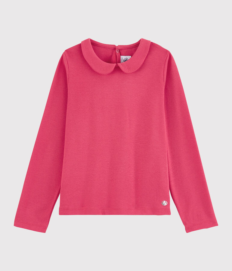 T-shirt bambina a maniche lunghe in cotone rosa POPPY