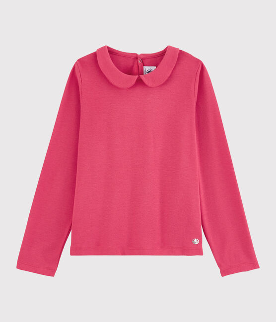 T-shirt bambina a maniche lunghe in cotone rosa POPPY