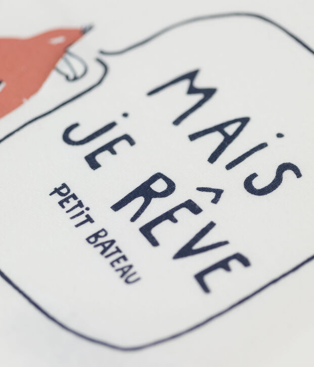 T-shirt a maniche corte beb&egrave; in cotone biologico con motivo bianco