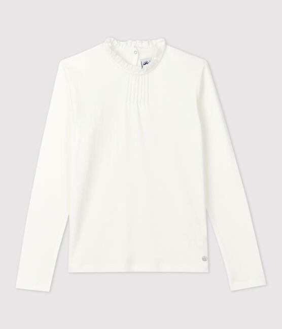 T-shirt bambina a maniche lunghe in cotone bianco MARSHMALLOW