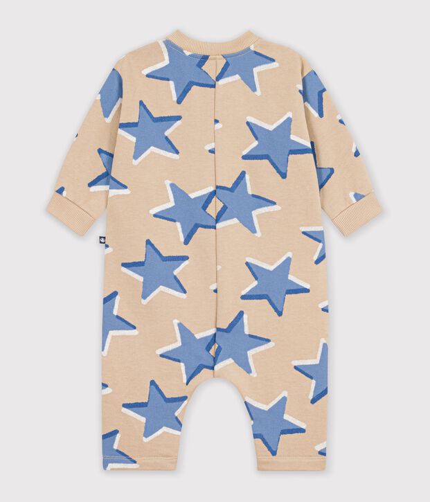 Tutina lunga in cotone con stampa di stelle neonato beige/multicolore