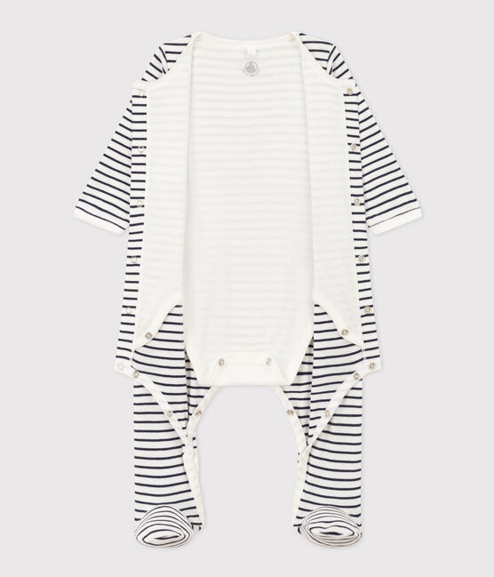 Bodyjama in cotone a righe bianco MARSHMALLOW/blu SMOKING
