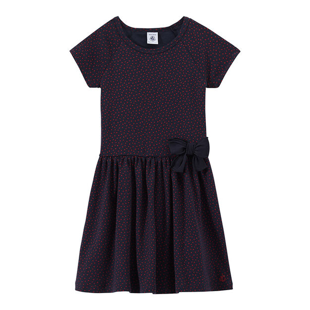 Abito bambina a pois blu/rosso