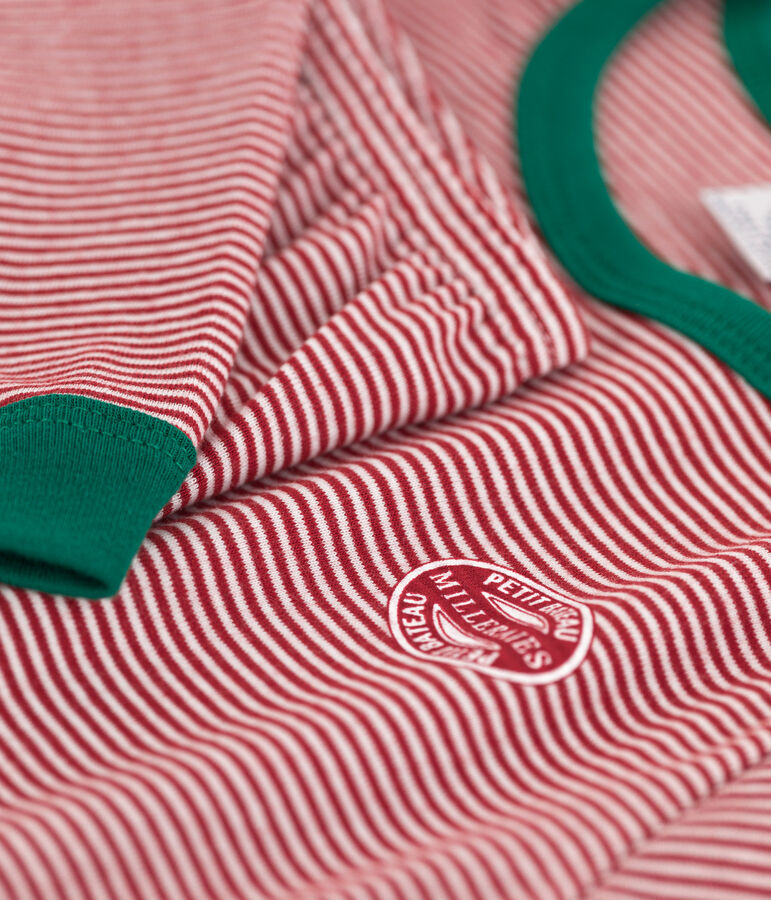 Pigiama millerighe unisex in cotone rosso/bianco