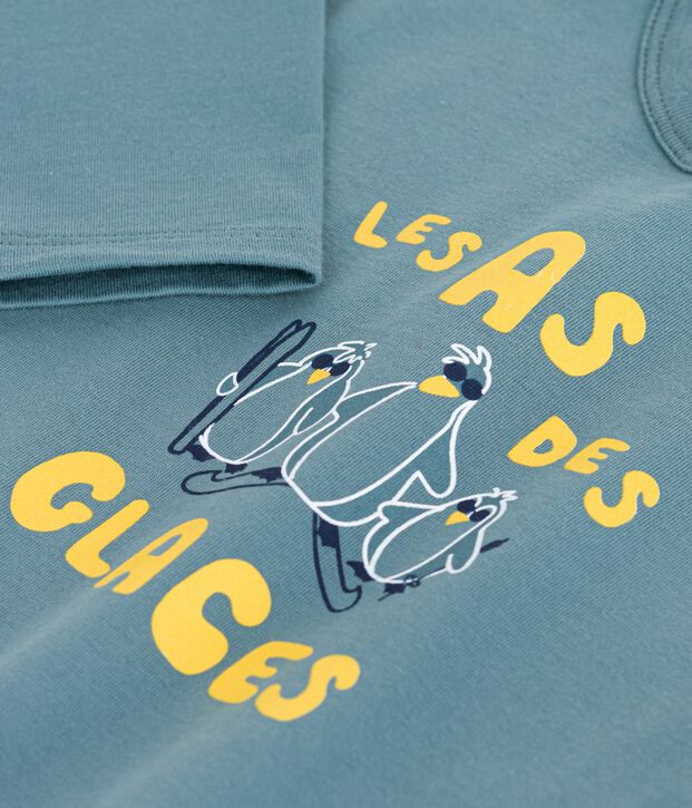 Maglietta a maniche lunghe in cotone per neonati blu