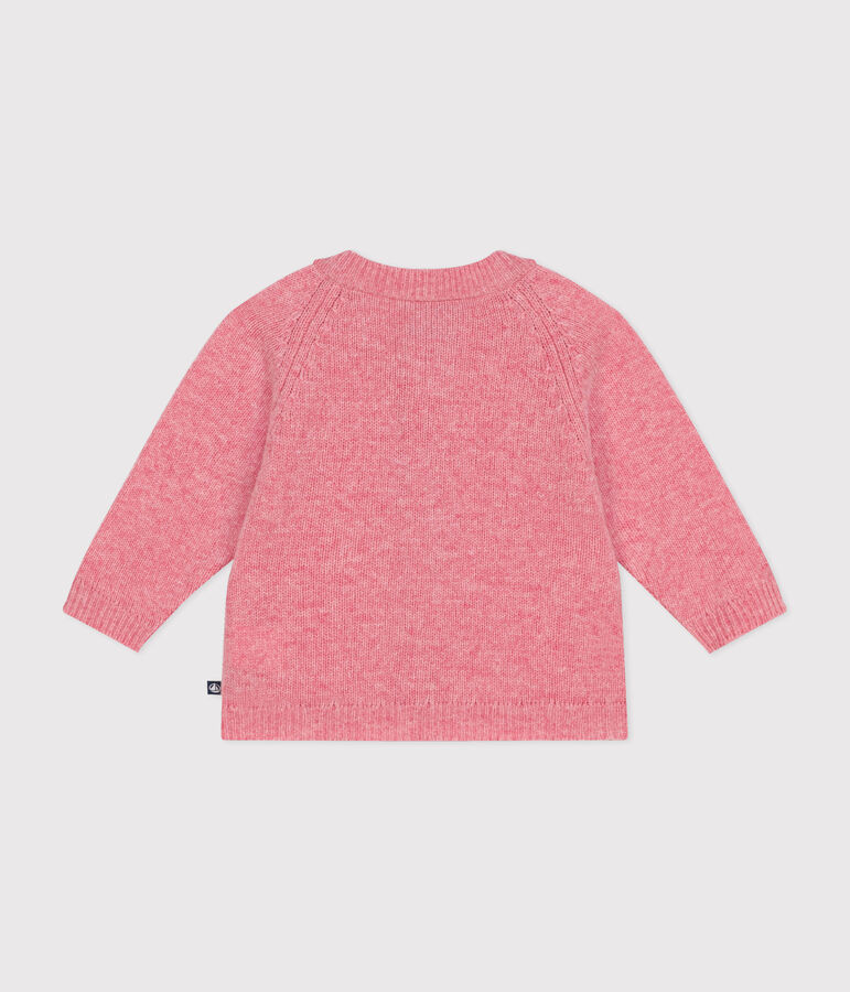 Cardigan in maglia con lana neonato rosa ROSELINE CHINE