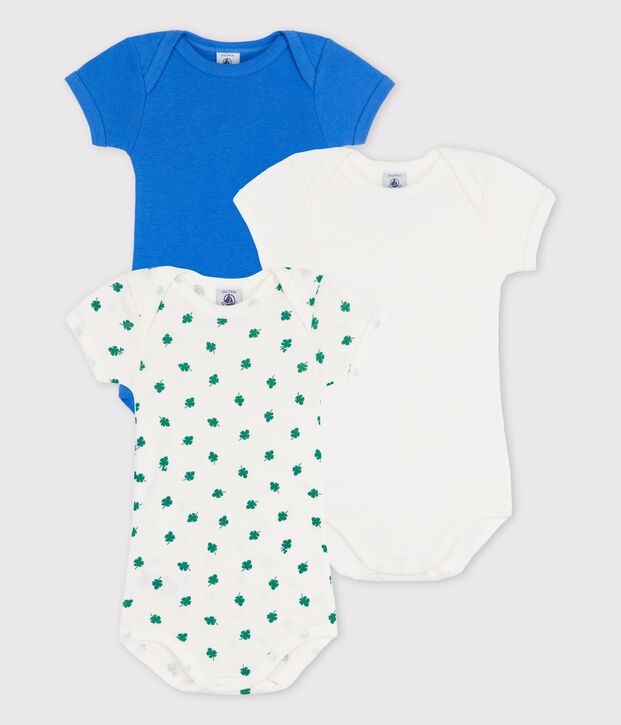 Confezione da 3 body manica corta in cotone e lino multicolore