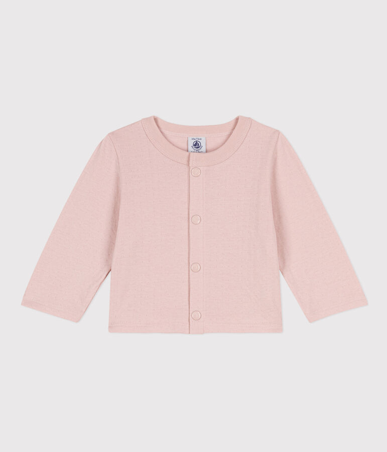 Cardigan beb&egrave; in tubique tinta unita rosa