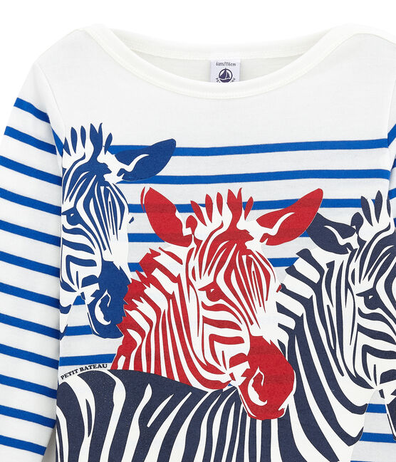Maglia alla marinara da bambino con decorazioni creative bianco MARSHMALLOW/blu PERSE