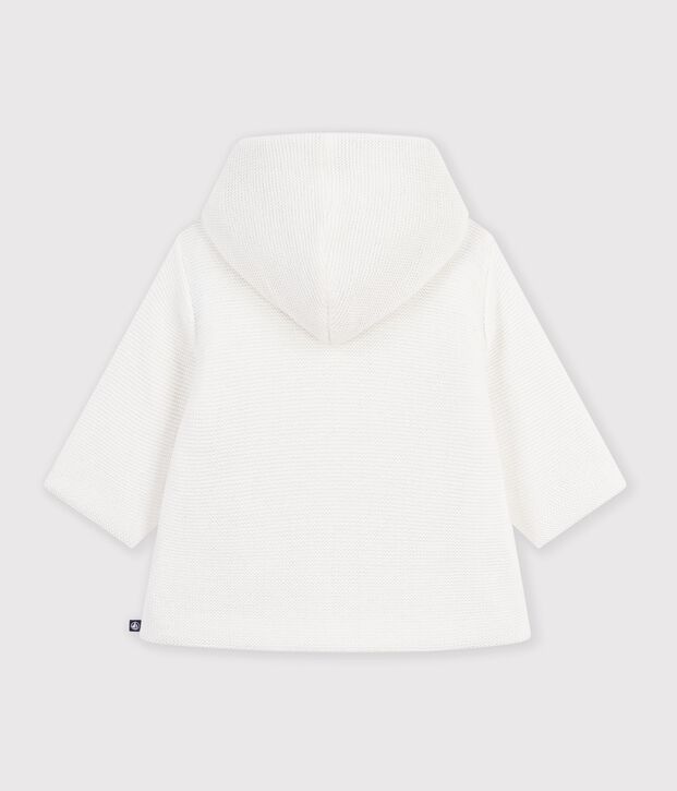 Giacca imbottita in maglia con fodera millerighe neonato bianco