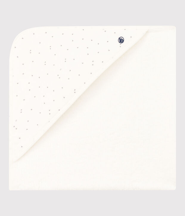 Asciugamano quadrato in spugna bianco/grigio