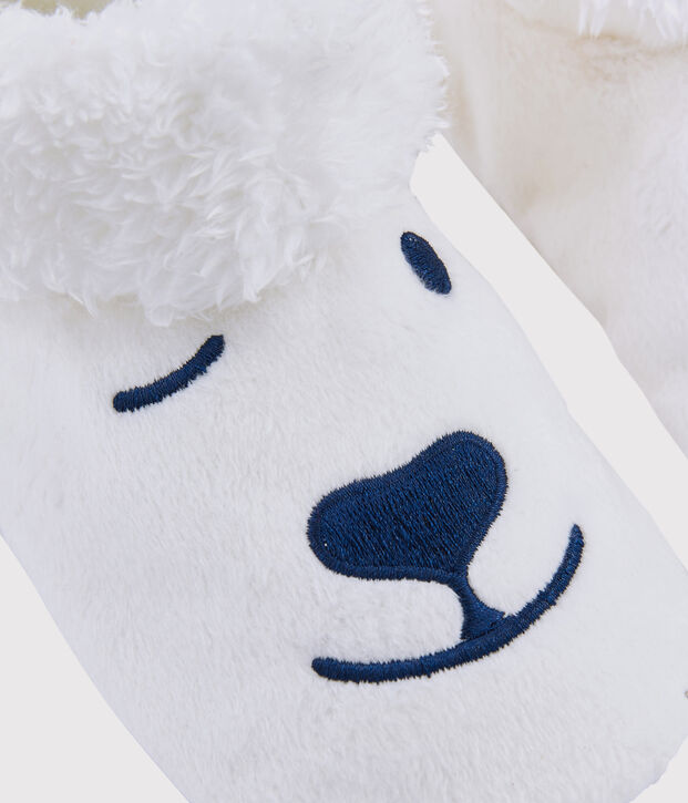 Babbucce orso in pile bambino bianco