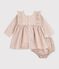 Abito in cotone con stampa grafica neonata ecru/bianco