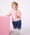 T-shirt a maniche lunghe in cotone a righe neonato. rosa/ecru