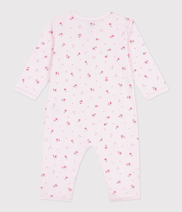 Pigiama senza piedini in cotone con stampa a fiori neonato rosa/multicolore