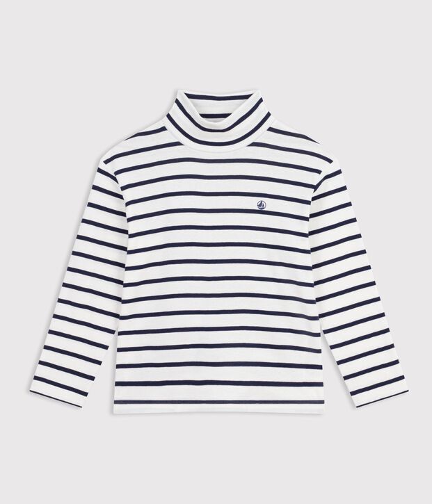 Pullover in cotone a righe bambina bianco/blu