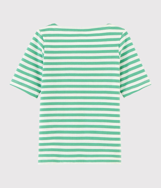 T-shirt a maniche corte in jersey bambina verde ALOEVERA/bianco MARSHMALLOW