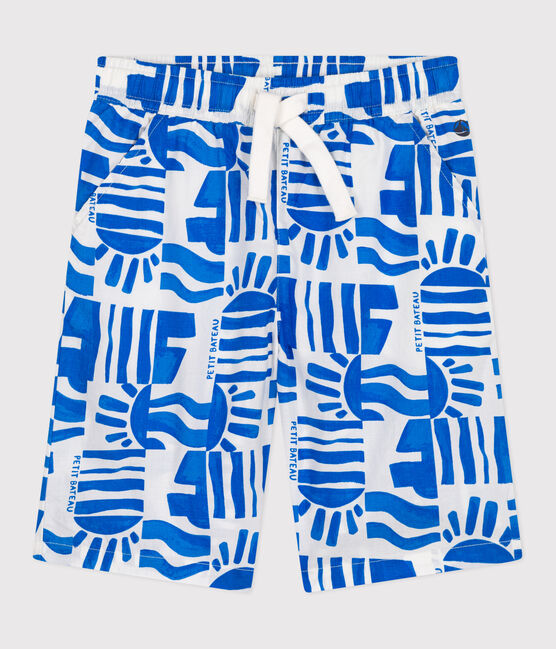 Bermuda corti in cotone con stampa bambino blu MARSHMALLOW/ PORCELANA