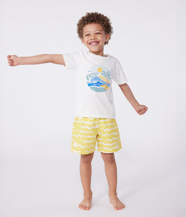 T-shirt a maniche corte in cotone con stampa bambino bianco