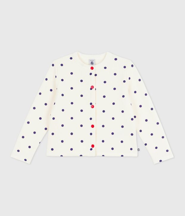Cardigan in cotone con stampa a pois bambina blu/blu