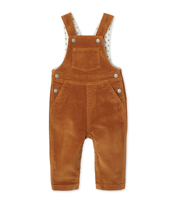Salopette per bebé maschio in velluto stretch marrone CUIVRE