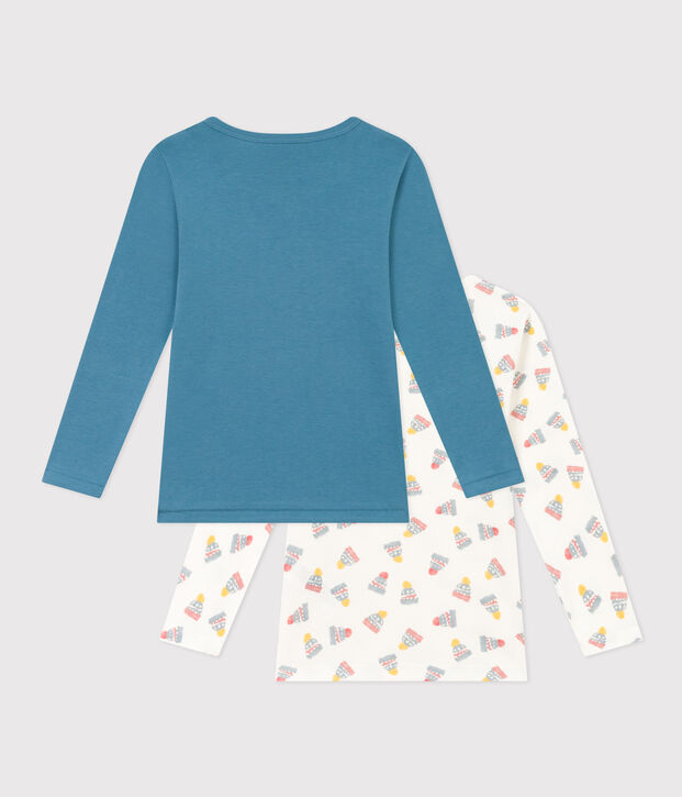 Confezione da 2 t-shirt in cotone a maniche lunghe bambino motivo berretto multicolore