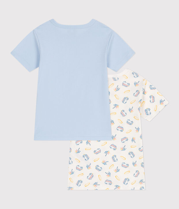 Set da 2 T-shirt a maniche corte in cotone con furgoni stampati bambino multicolore