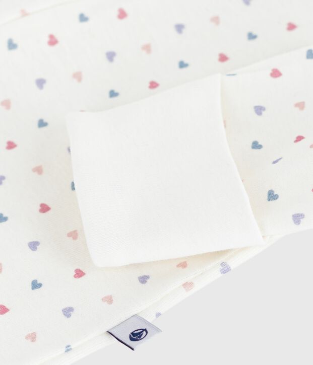 Pigiama in cotone con colletto e cuori stampati neonato bianco/multicolore