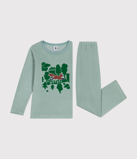 Pigiama bambino in velluto tinta unita verde PAUL