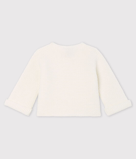 Cardigan bebè in tricot di cotone biologico bianco MARSHMALLOW