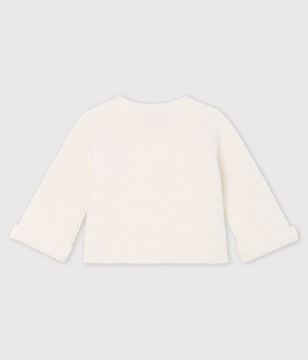 Cardigan beb&egrave; in tricot di cotone biologico bianco