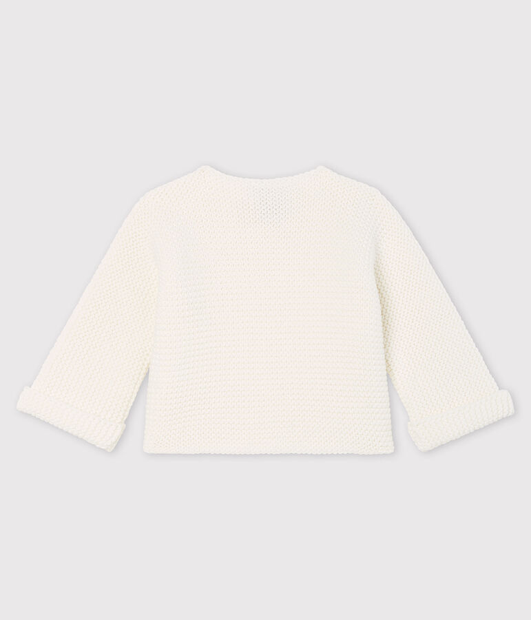 Cardigan beb&egrave; in tricot di cotone biologico bianco MARSHMALLOW