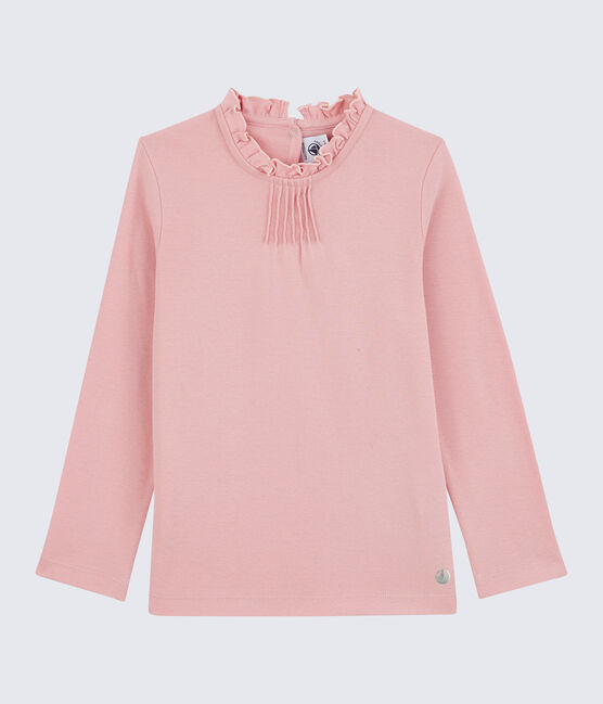 T-shirt bambina a maniche lunghe in cotone rosa CHARME