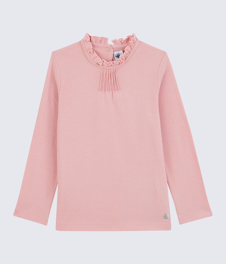 T-shirt bambina a maniche lunghe in cotone rosa