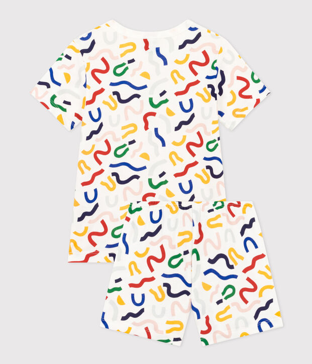 Pigiama shorts in stampa fosforescente di cotone bambino bianco/multicolore
