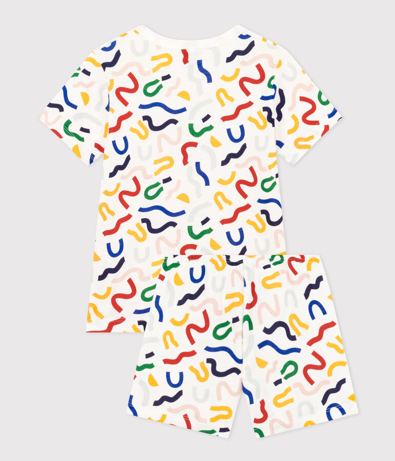 Pigiama shorts in stampa fosforescente di cotone bambino bianco MARSHMALLOW/bianco MULTICO