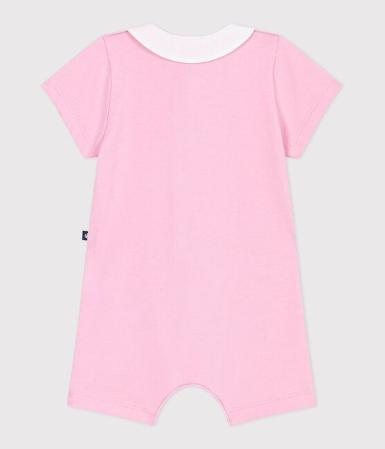 Tutina corta in cotone con cuori ricamati sulo colletto neonato rosa MARQUISE