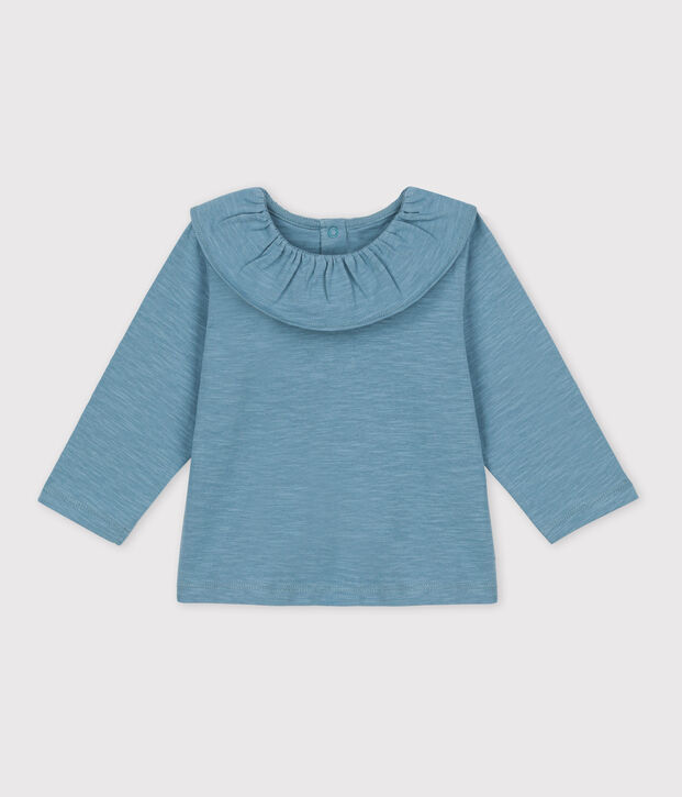 Blusa a manica lunga beb&egrave; in jersey leggero blu