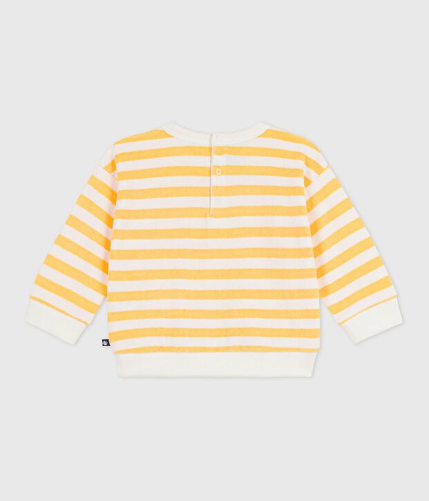 Felpa in cotone a righe neonato giallo/bianco