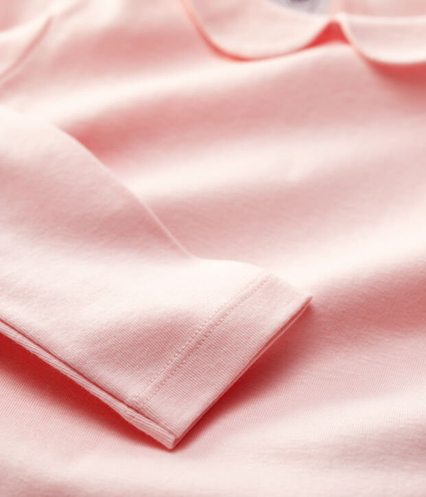 T-shirt bambina a maniche lunghe in cotone rosa