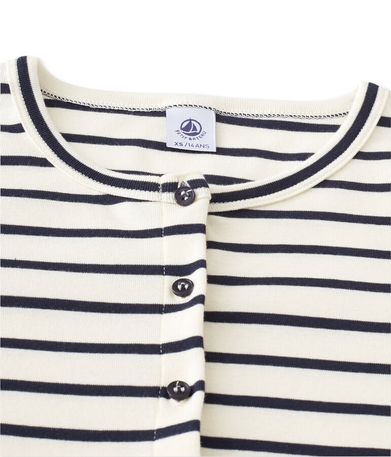 Cardigan donna millerighe bianco/blu